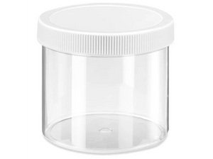 Clear Round Wide-Mouth Plastic Jars - 12 oz, White Cap Water Sample Cup